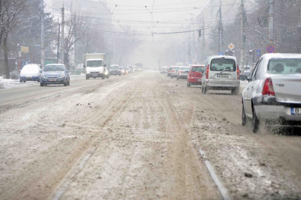 Circulaţie dificilă în Bucureşti. Zeci de copaci au căzut sub greutatea viscolului