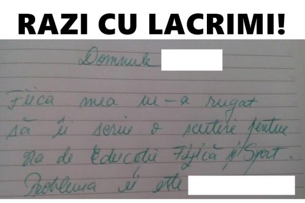 Asta e cea mai tare scuză! Şi-a rugat mama sa îi scrie o SCUTIRE la sport! Motivul te va face să RÂZI CU LACRIMI