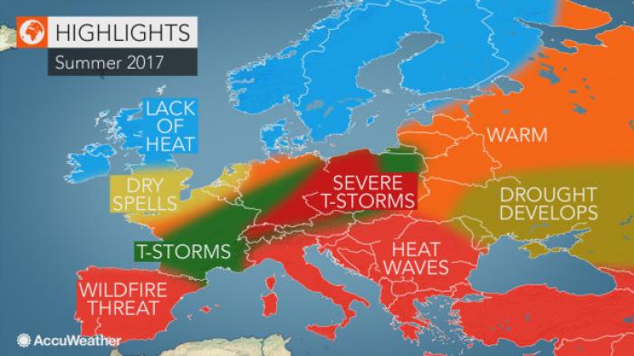 AVERTISMENT pentru România! Meteorologii de la AccuWeather au publicat PROGNOZA METEO pentru VARA 2017