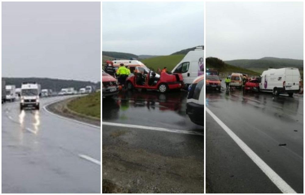 Accident pe DN13, două maşini s-au ciocnit