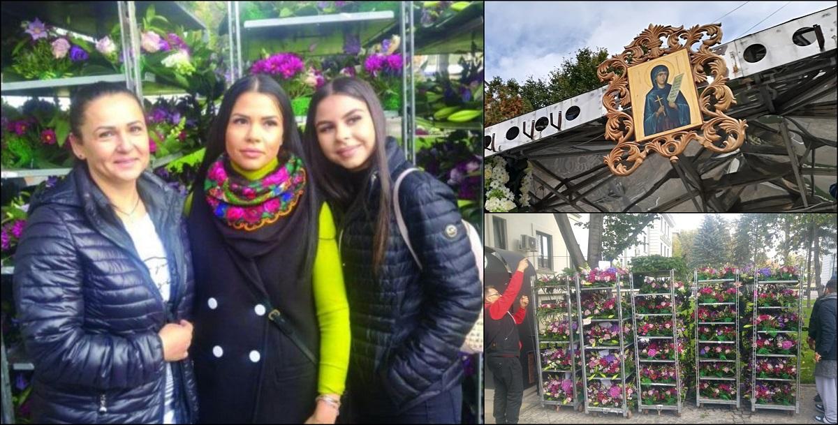 Povestea florilor care împodobesc baldachinul cu racla Sfintei Parascheva. O familie din Bucureşti, pelerini speciali de 15 ani
