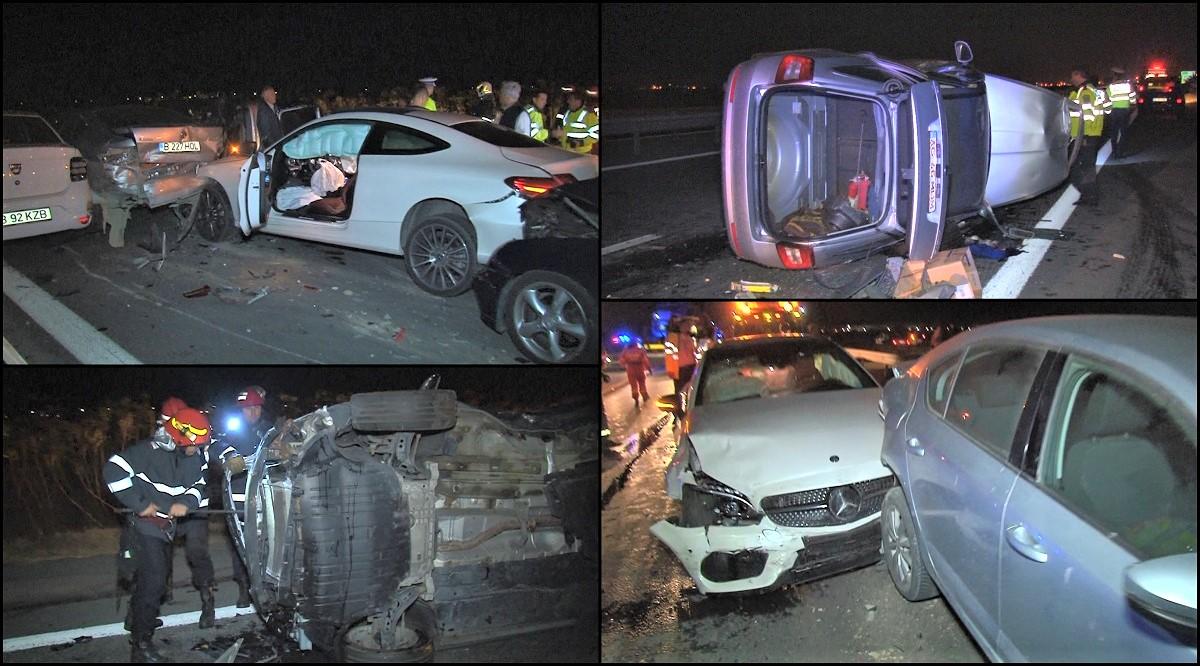 Carambol cu 6 maşini pe A1 Bucureşti - Piteşti. Şase victime în urma accidentului în lanţ, autostrada blocată două ore