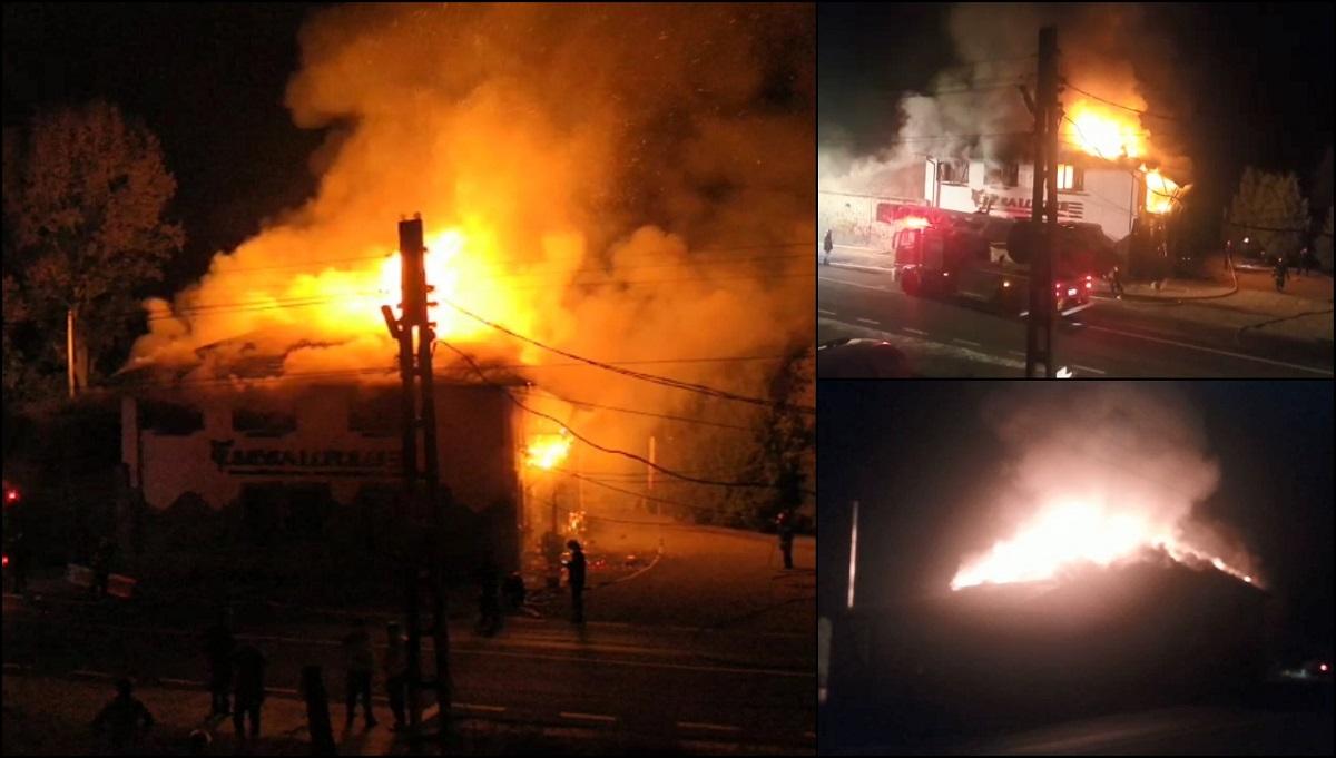 O pensiune în care se aflau 12 turişti a luat foc la Buzău. Pompierii se luptă să stingă focul de la 4 dimineaţa