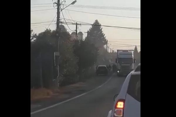Un şofer de TIR a fost bătut cu biciul pe marginea şoselei, la Viişoara, în Dâmboviţa (video)
