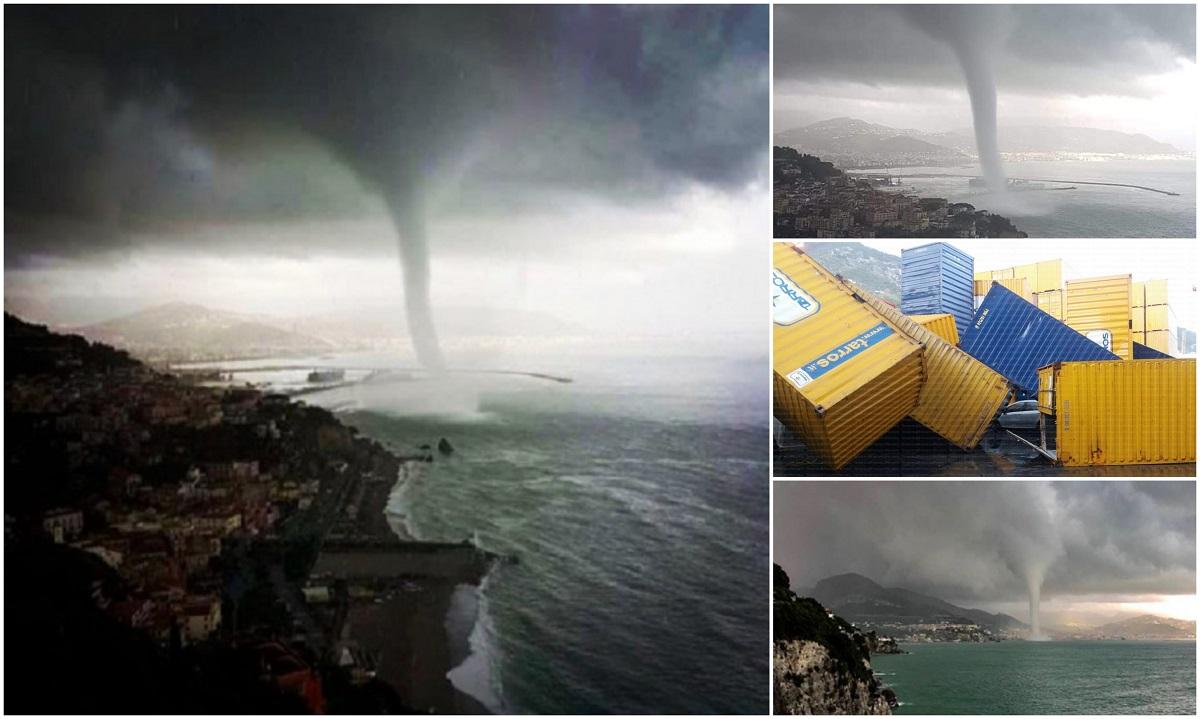 Tornada marina uriasa la Salerno, Italia