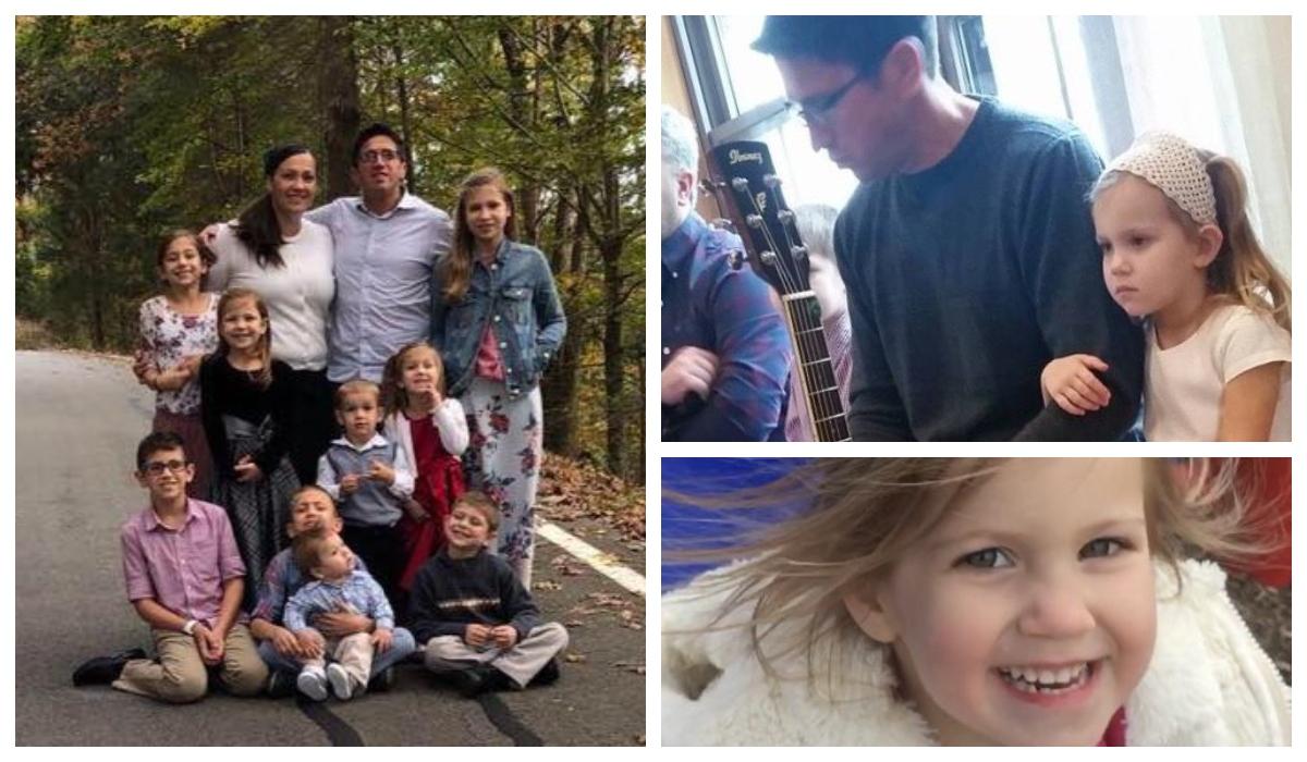 Josephina Mia, în rochie roşie, unul dintre cei nouă copii ai Simonei şi ai lui Beni