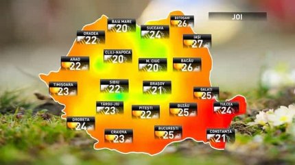 Prognoza meteo pentru joi