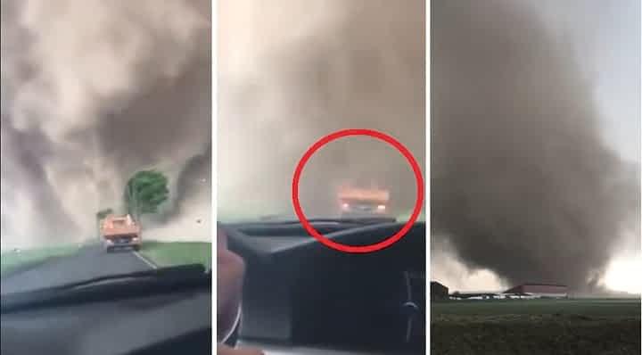 Video cu camionul lovit de tornadă în Germania