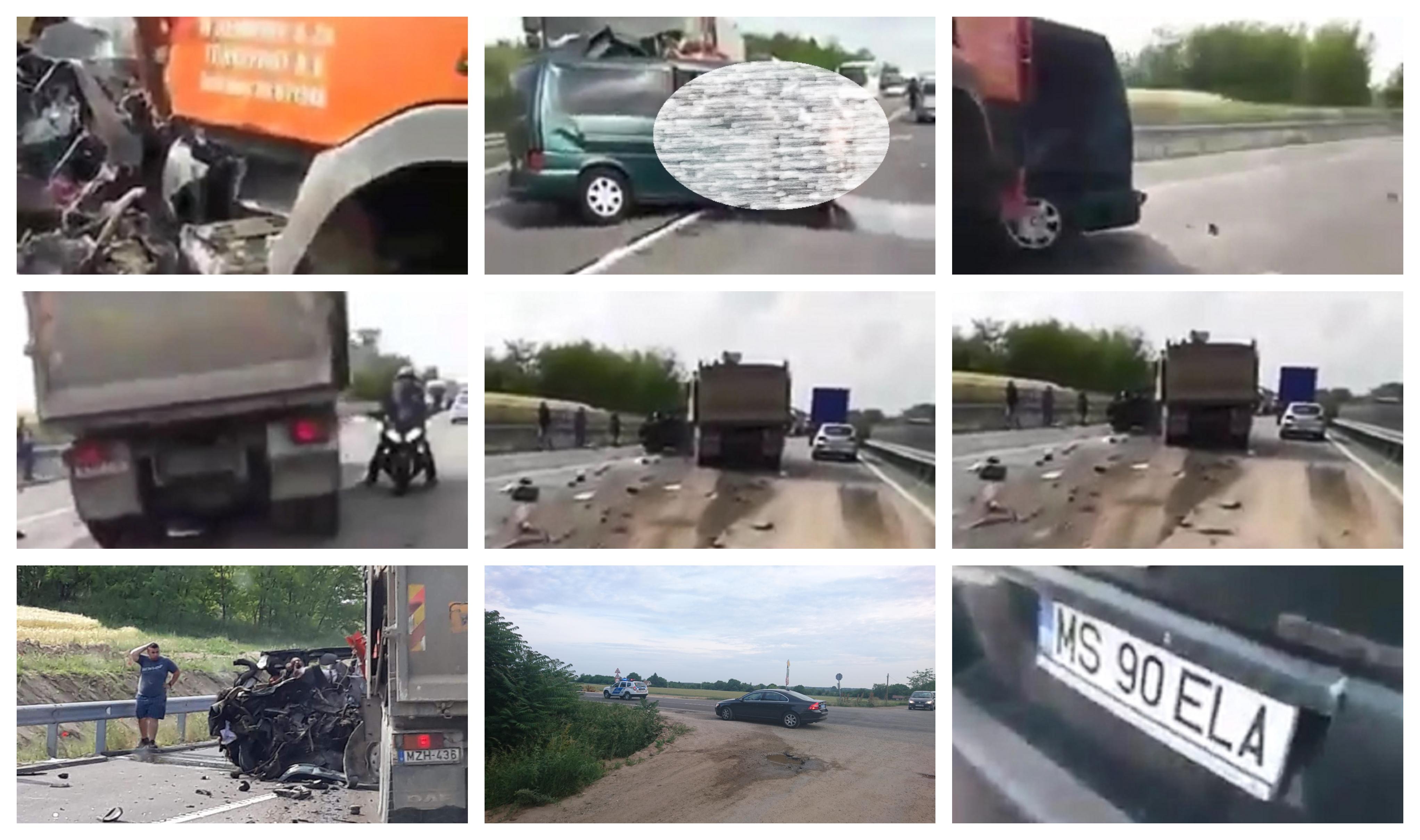 Primele imagini de la carnagiul din Ungaria. Un microbuz de Mureş e implicat, sunt 7 morţi, o maşină a ambasadei României e la faţa locului
