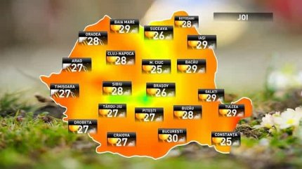 Prognoza meteo pentru joi