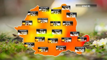 Prognoza meteo pentru vineri, 25 mai