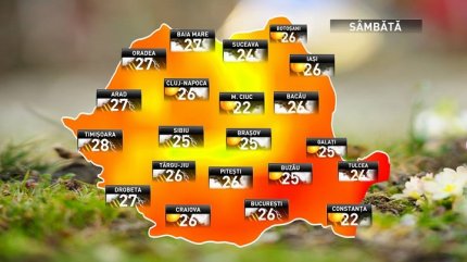 Prognoza meteo pentru sâmbătă, 26 mai 2018