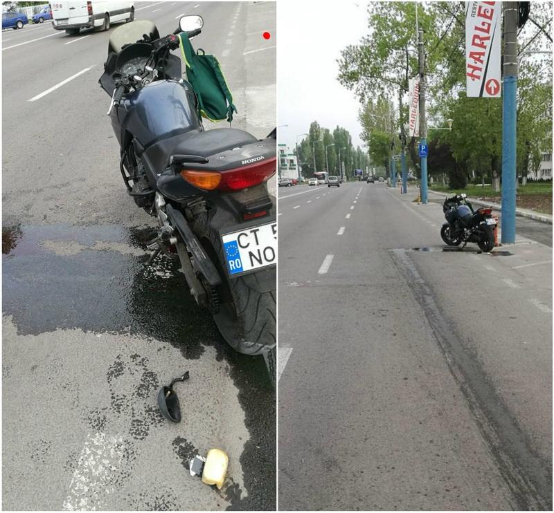 Un motociclist a fost grav rănit în urma unui accident produs într-un sens giratoriu din Mamaia