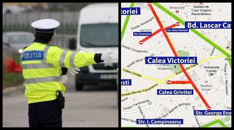 Restricţii rutiere majore în Bucureşti, din această seară. Traficul auto va fi interzis până luni, 4 iunie. Zonele afectate şi rutele ocolitoare
