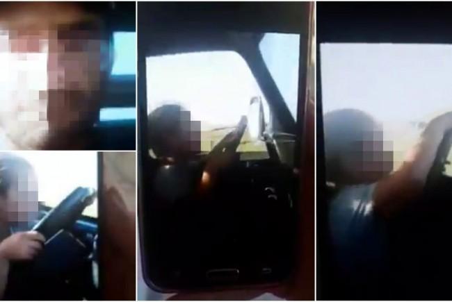 Fetiță de 6 ani din Arad, filmată conducând o camionetă pe câmp. Tatăl, aflat în dreapta, transmite grozăvia live, pe Facebook