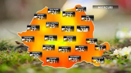 Prognoza meteo pentru miercuri, 13 iunie