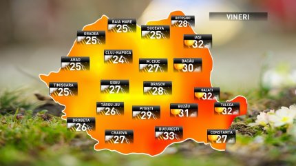 Prognoza meteo pentru vineri, 15 iunie