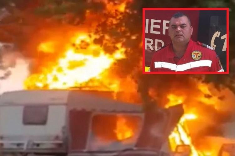 El este pompierul erou care a intrat în rulota cuprinsă de flăcări, la Mamaia, sub privirile îngrozite ale copiilor şi soţiei (Video)