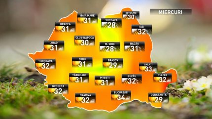 Prognoza meteo pentru miercuri, 20 iunie