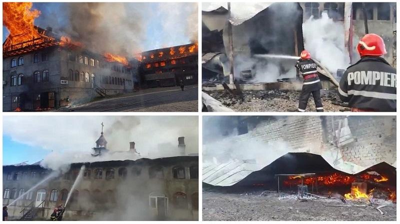 Pompierii sting incendiul de la Mănăstirea Roşiori