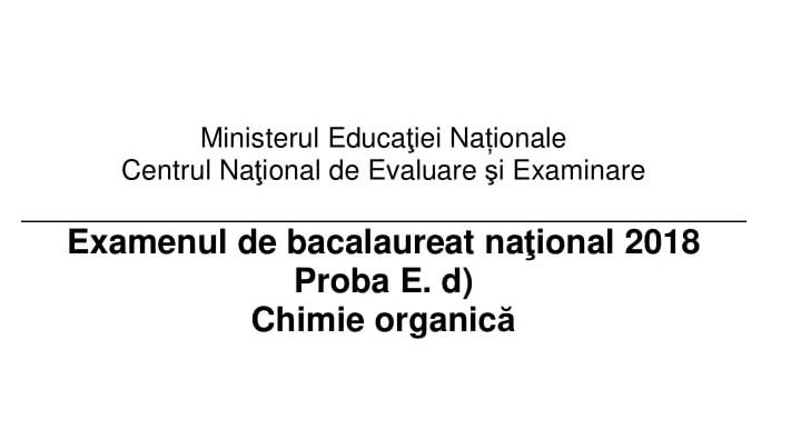 Titlul modelului de subiecte la chimie la Bacalaureat