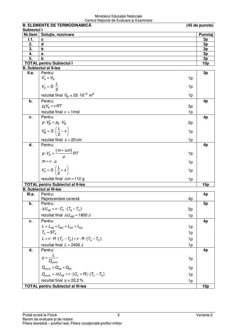 Barem la fizica la Bac 2018