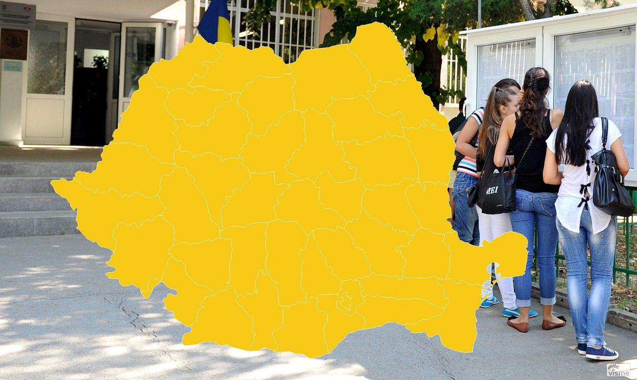 Harta cu notele la Bacalaureat 2018 la nivelul României