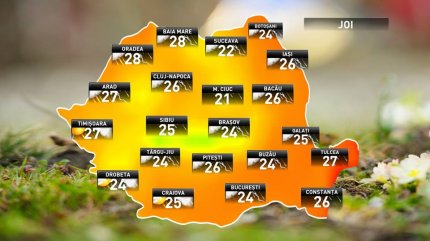 Prognoza meteo pentru joi, 28 iunie