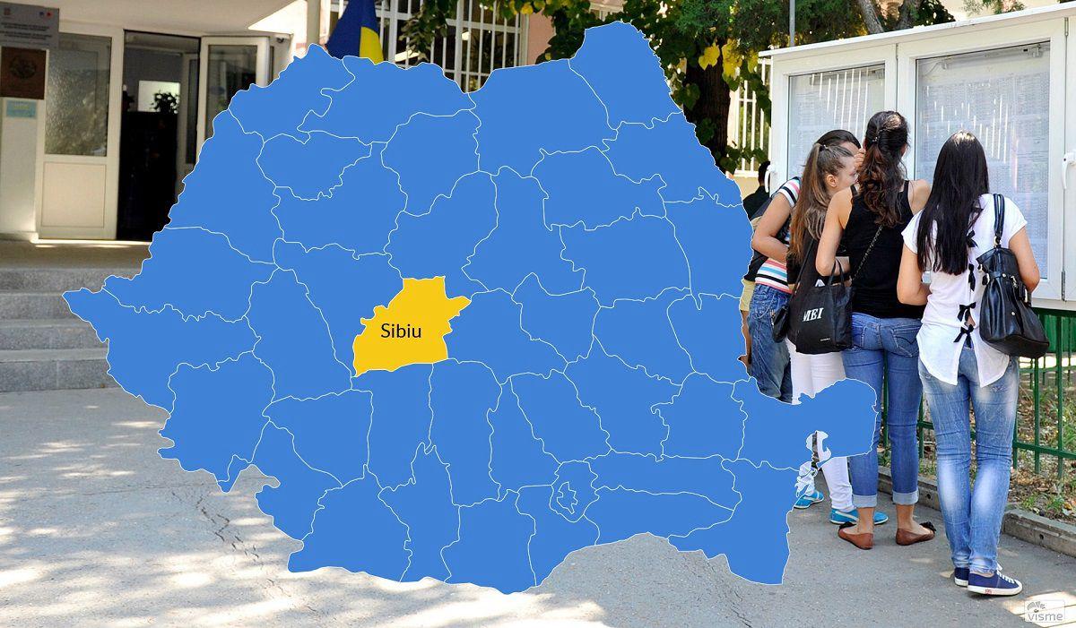 Harta cu rezultatele la Bacalaureat 2018 în judeţul Sibiu