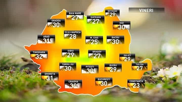 Prognoza meteo pentru vineri, 8 iunie