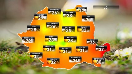 Prognoza meteo pentru joi, 12 iulie