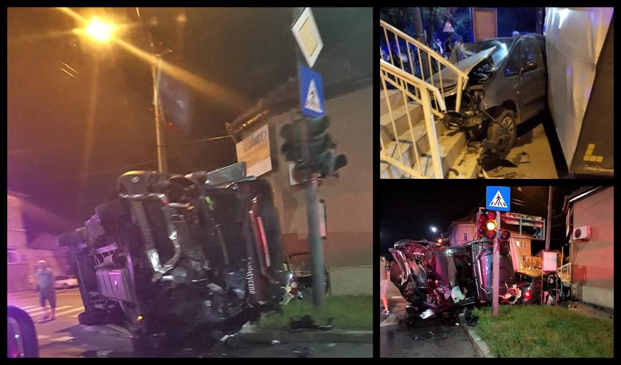 Prăpăd pe o stradă din Arad. Un şofer polonez neatent a spulberat o fată de 24 de ani, strivindu-i maşina cu microbuzul