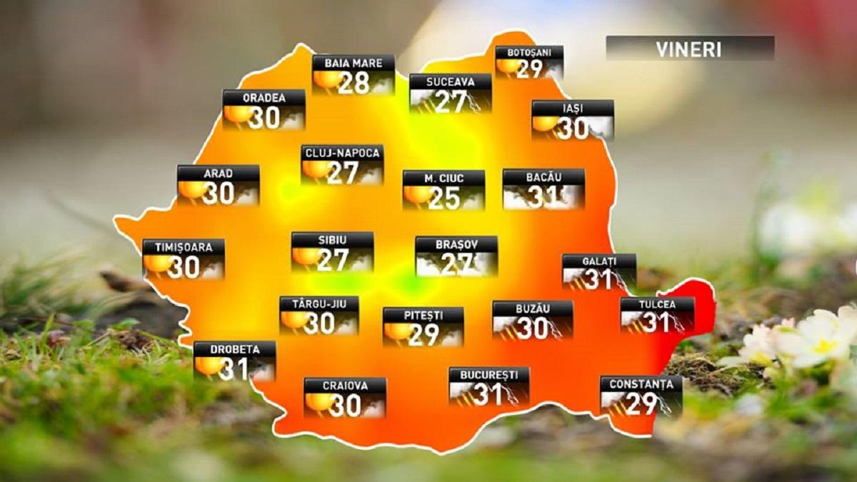 Prognoza meteo pentru vineri, 13 iulie