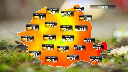 Prognoza meteo pentru vineri, 13 iulie