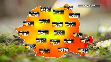 Prognoza meteo pentru sâmbătă, 14 iulie