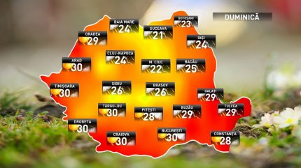 Prognoza meteo pentru duminică, 15 iulie