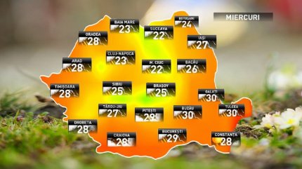 Prognoza meteo pentru miercuri, 18 iulie