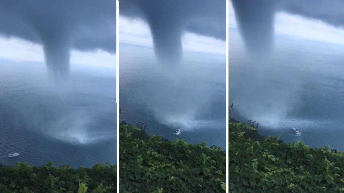 Tromba marină în apropierea unui iaht