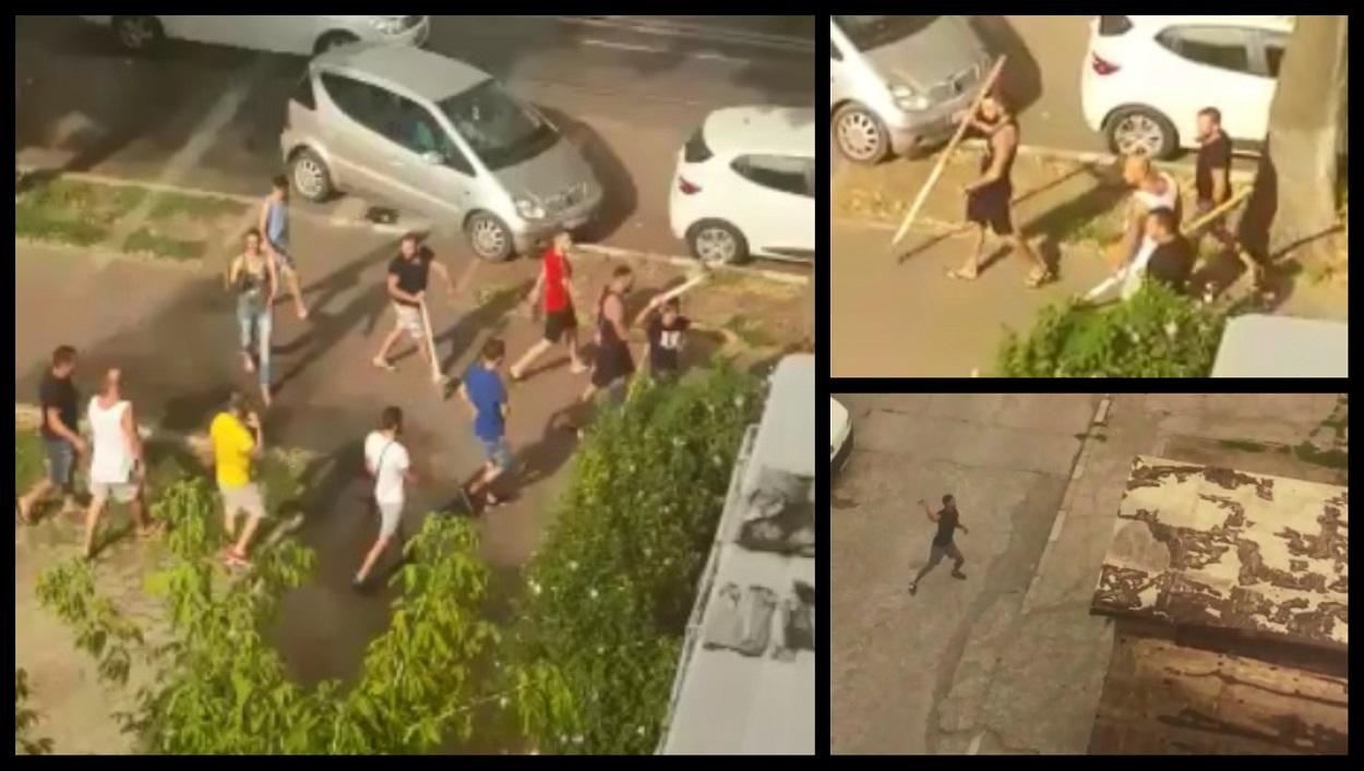 Scene teribile la Galaţi. Înarmaţi cu pari, bâte şi pietroaie, zeci de băieţaşi de cartier s-au bătut din cauza unei programări la frizer