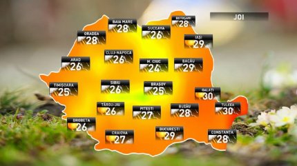 Prognoza meteo pentru joi, 19 iulie