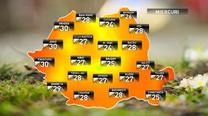 Prognoza meteo pentru miercuri, 25 iulie