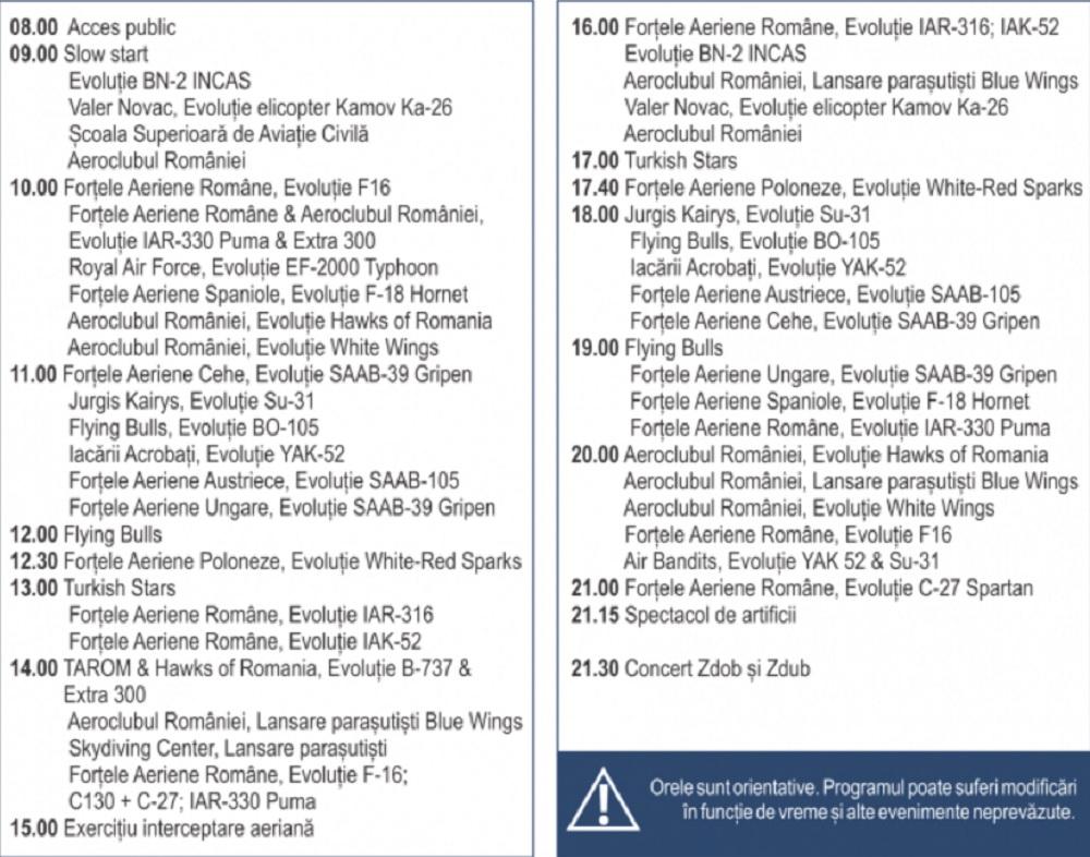 Programul show-ului aviatic BIAS 2018