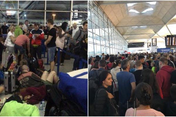 Zeci de copii români au dormit pe jos în aeroportul Stansted din Londra, după ce Ryanair le-a anulat cursa. Reacția companiei