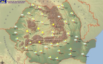 Prognoza meteo pentru marţi, 4 iulie