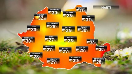 Prognoza meteo pentru marţi, 31 iulie