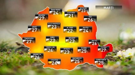 Prognoza meteo pentru marţi, 10 iulie