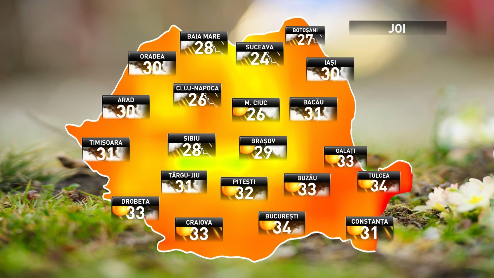 Prognoza meteo pentru joi, 16 august