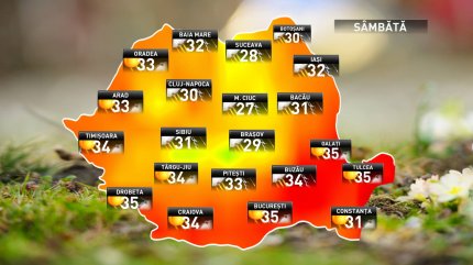 Prognoza meteo pentru sâmbătă, 19 august