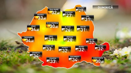 Prognoza meteo pentru duminică, 19 august 2018