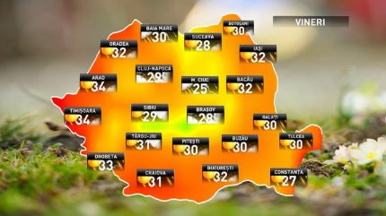 Prognoza meteo pentru ziua de vineri, 24 august